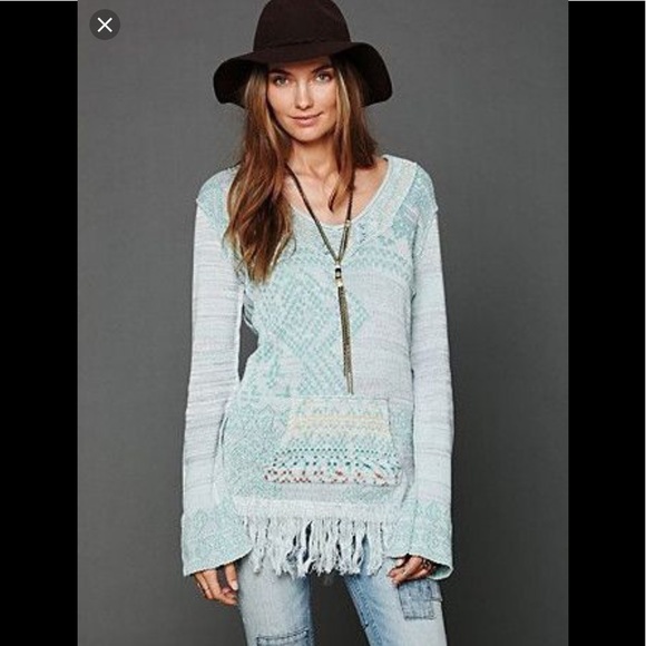 Free People Sweaters - Free People Beachy Fringed Hooded Light Sweater